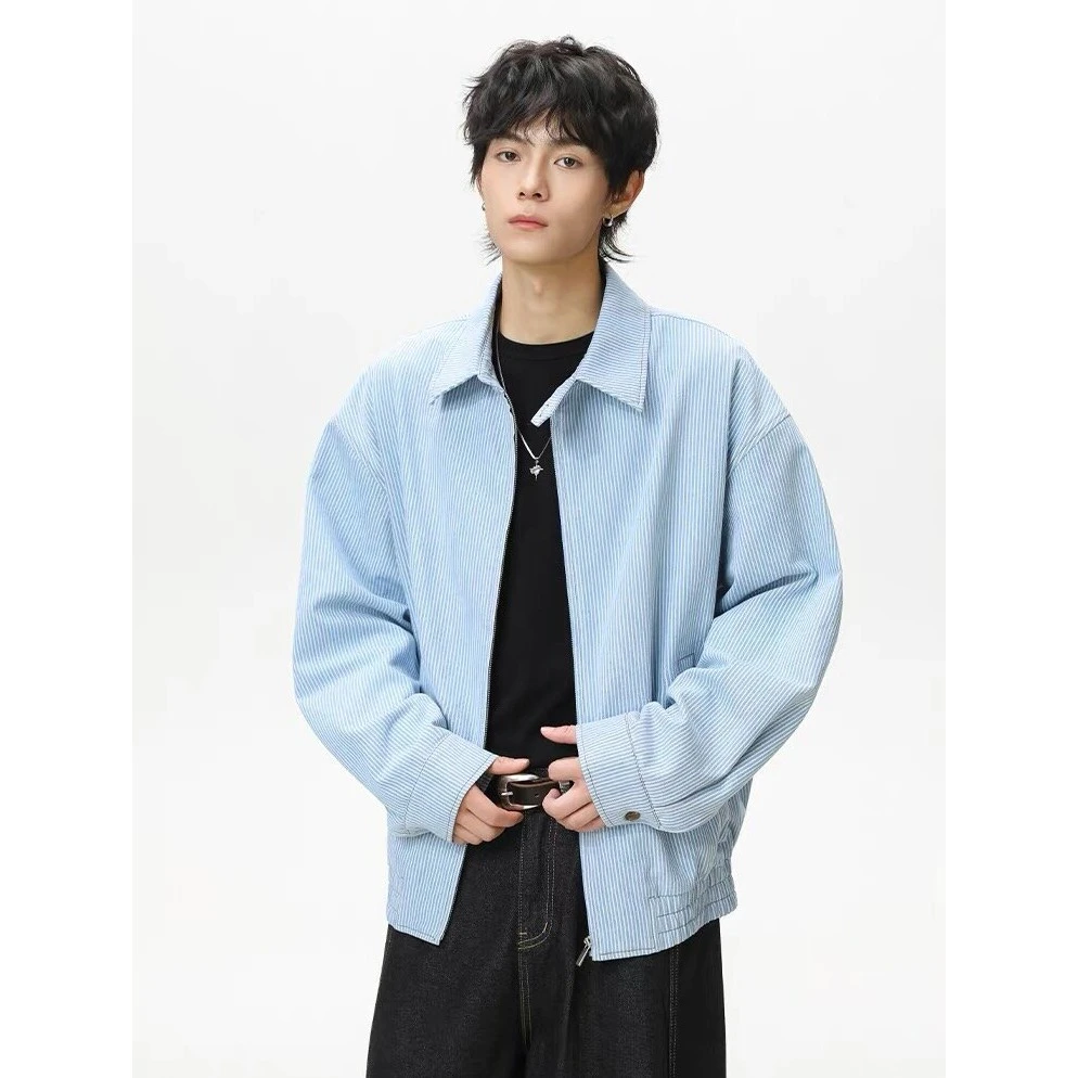 蓝色牛仔开衫夹克外套男女2025春秋冬季宽松休闲百搭ins长袖外套