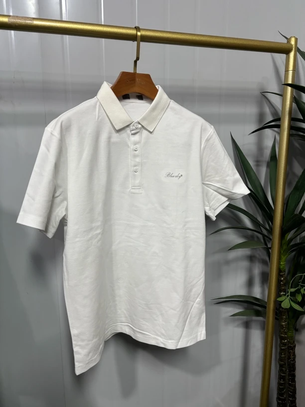2327男士白色polo衫短袖后背有贴布(鸟剪标微瑕）