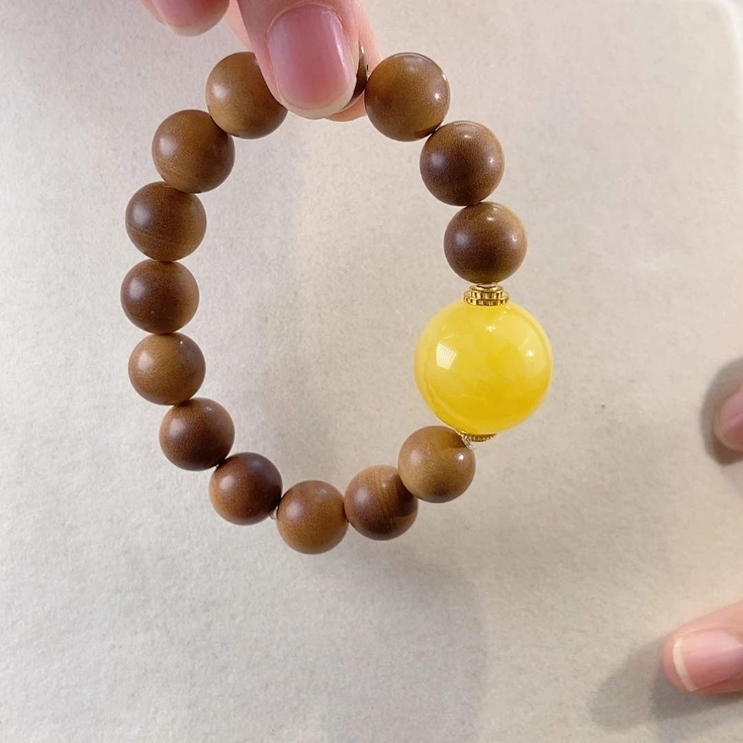 手链蜜蜡18K金镶嵌