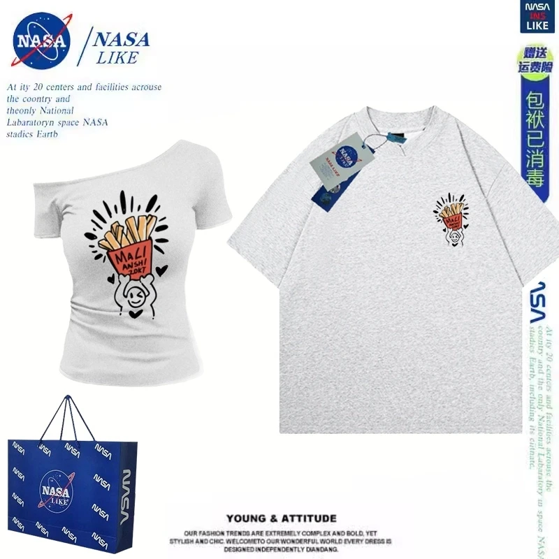 一男一女~不一样的情侣装夏装2025新款宽松百搭短袖T恤上衣服ins