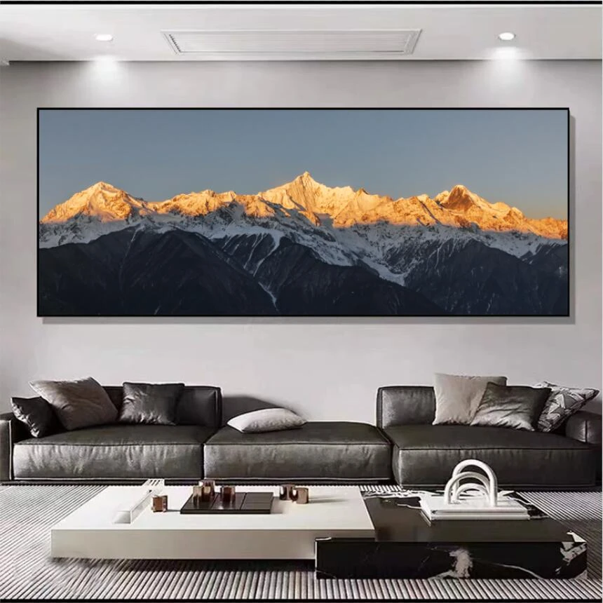 日照金山现代简约客厅沙发办公室装饰画背景墙平面晶瓷挂画高级感