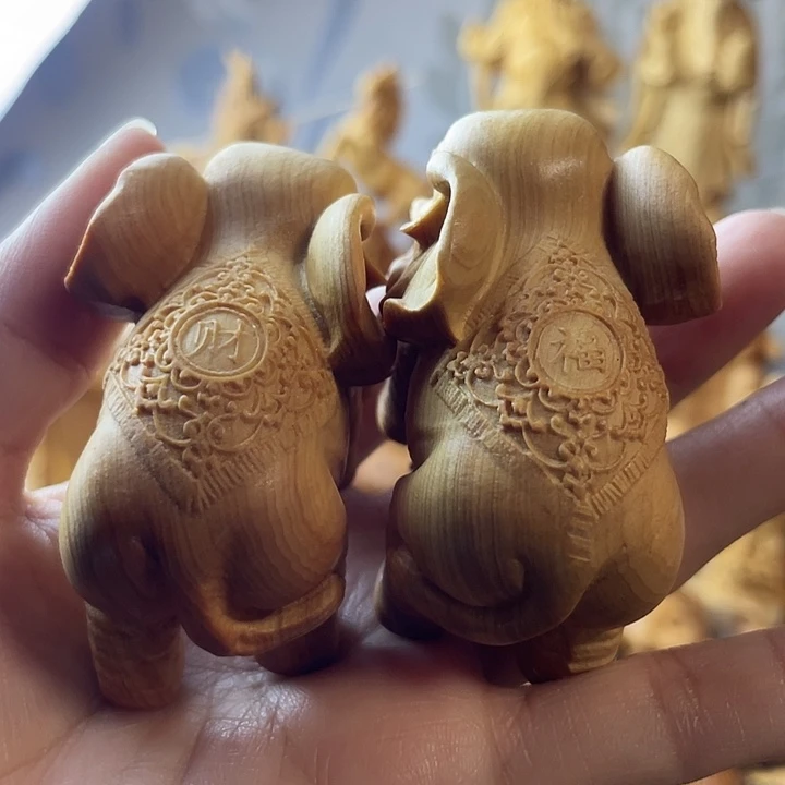 柏木（崖柏）崖柏大象一对长6公分