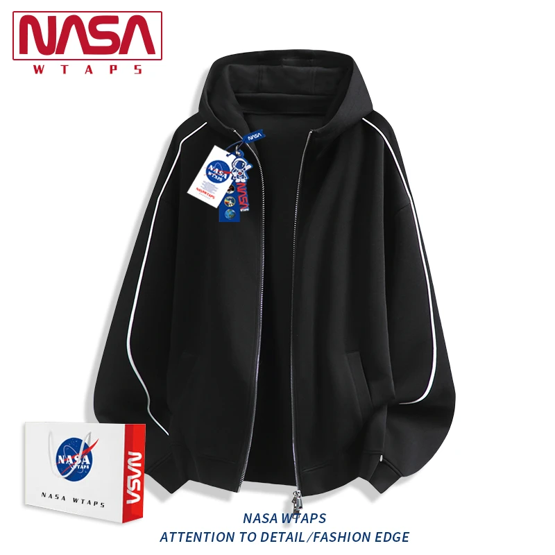 NASA WTAPS美式复古连帽卫衣男款春秋季新款宽松休闲运动百搭外套