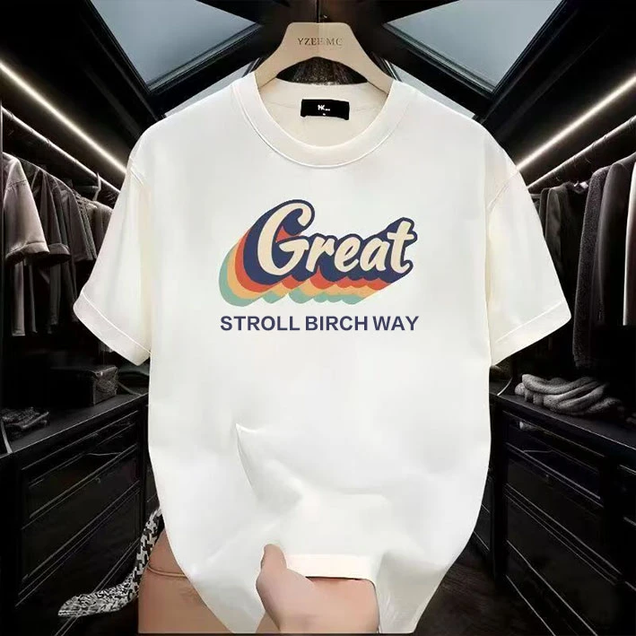 雅鹿夏季男士纯棉短袖t恤男女同款圆领潮流韩版宽松百搭印花半袖