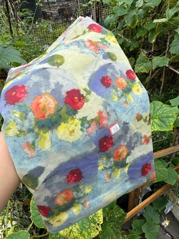 法式油墨画碎花短袖衬衫夏季复古百搭轻熟风减龄上衣118