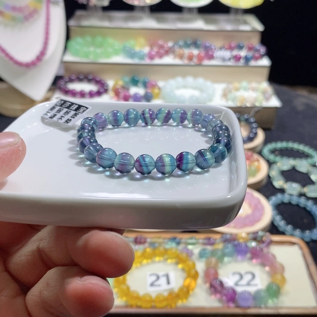 未镶嵌手链水晶极光蓝绿千层8加