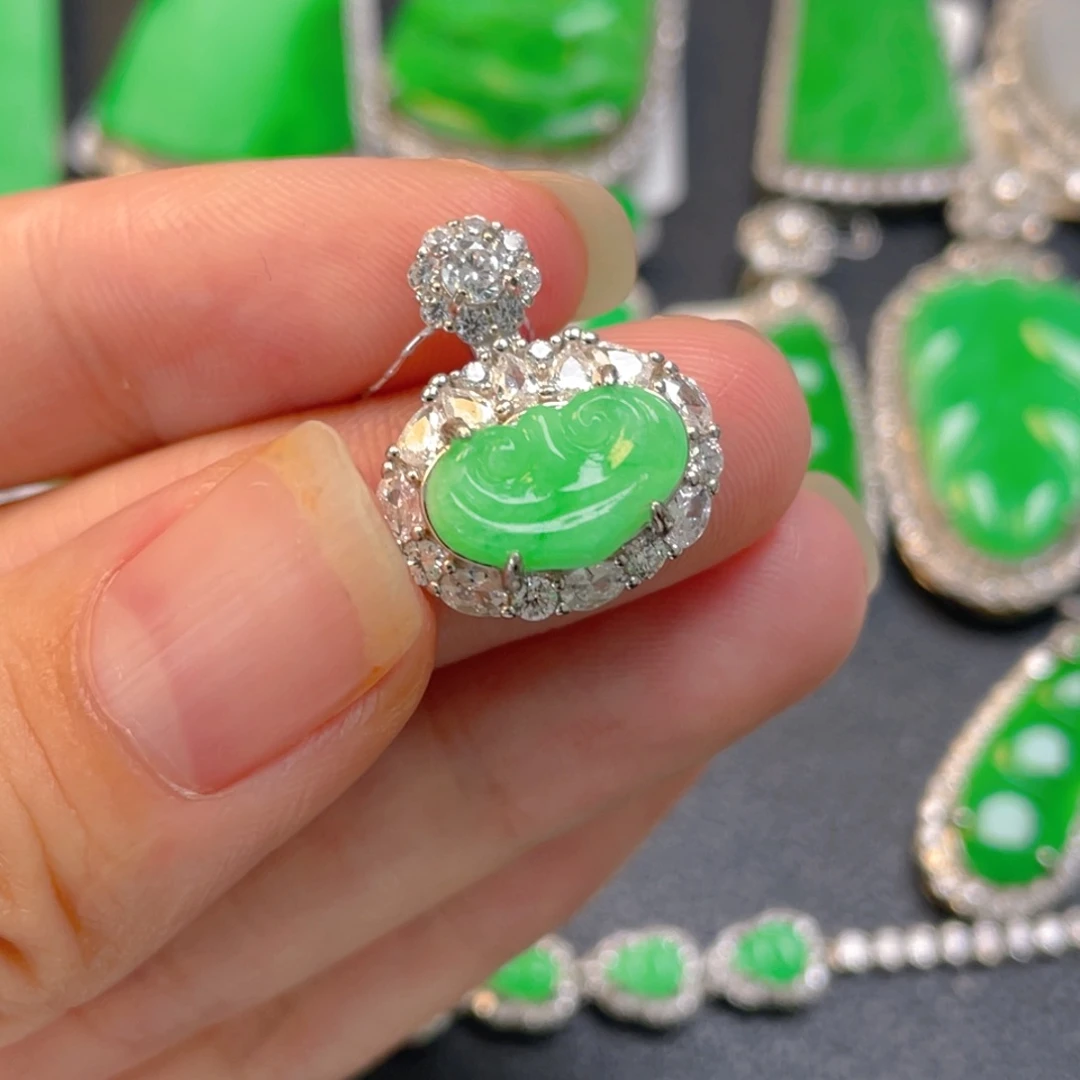 翡翠银S925镶嵌吊坠(不含链)