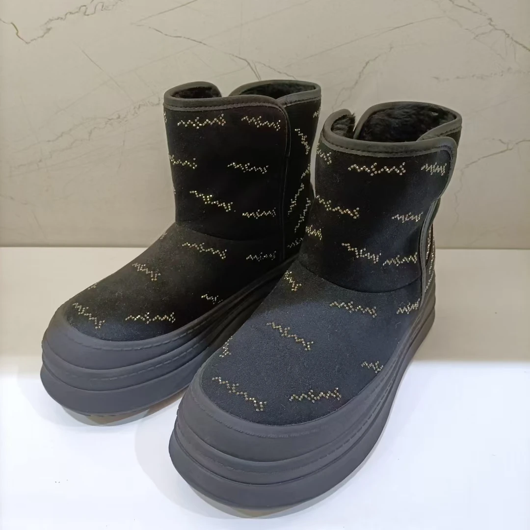 玛莎玛索雪地靴时尚雪地靴棉鞋加绒女鞋女士百搭厚底3830