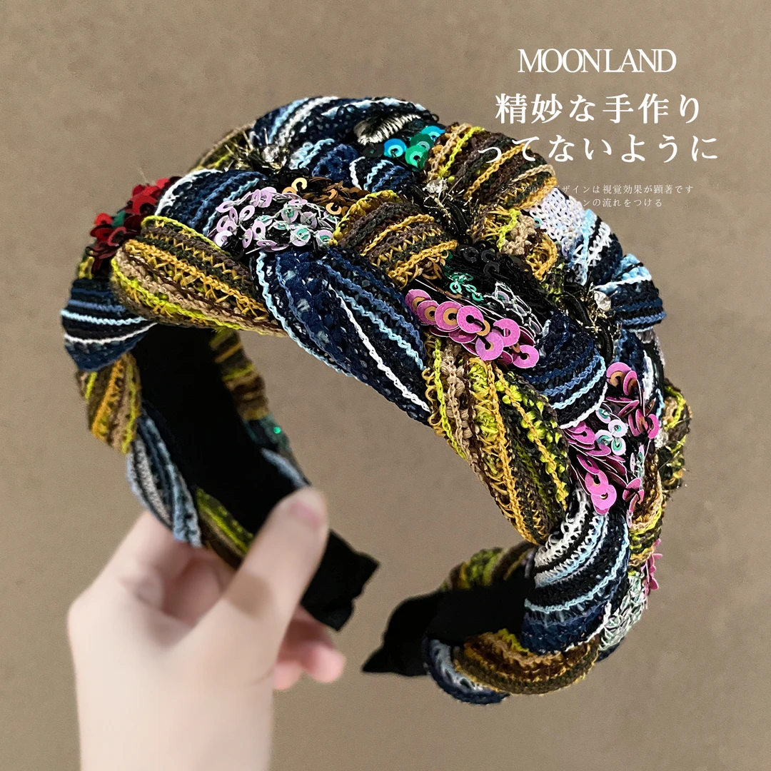 洋气时尚高颅顶彩色编织发卡女日常外戴遮白发头箍高级感洗脸发箍