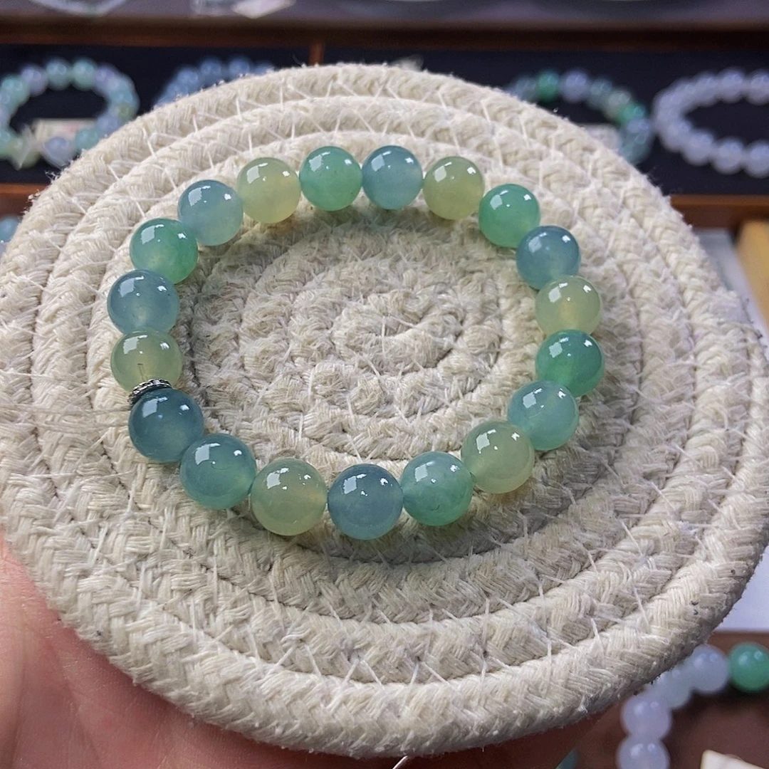 定制翡翠未镶嵌翡翠手串卡9.8