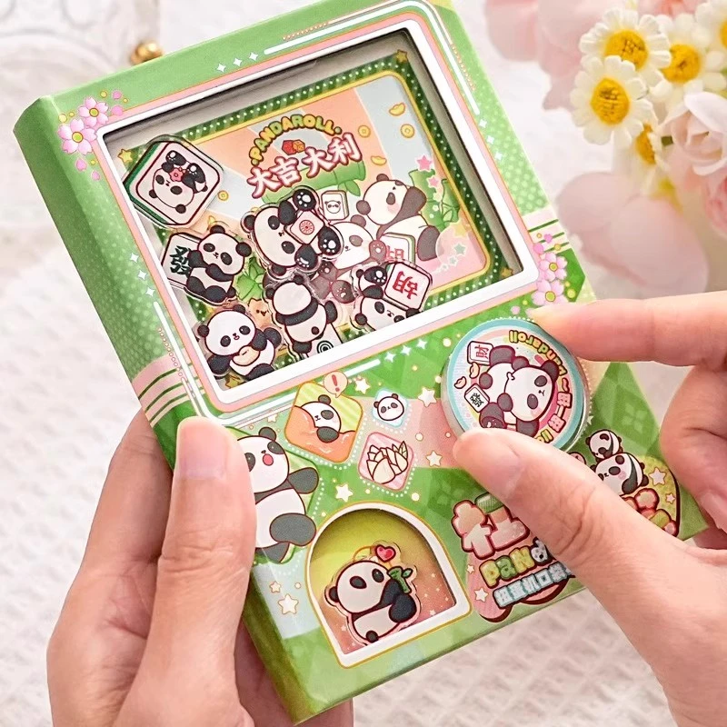 小学生2025创意熊猫扭蛋机口袋本幼儿园文具笔记本机关小本子