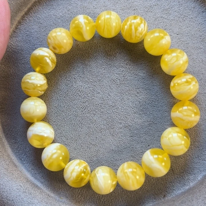 未镶嵌蜜蜡手串纯天然俄料金白溶洞虎皮圆珠