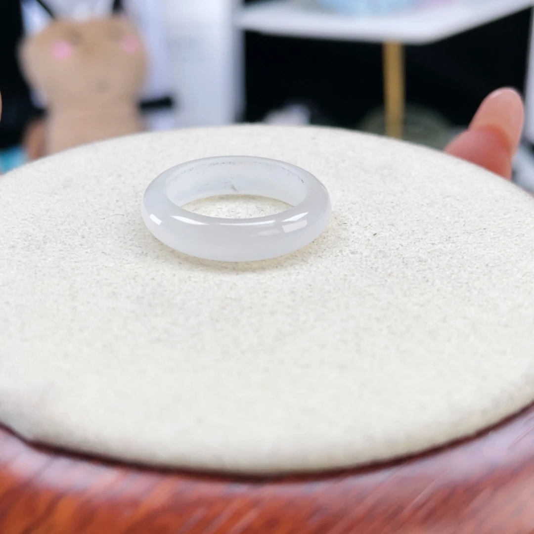 和田玉未镶嵌戒指P10冰透细条16.6不退换