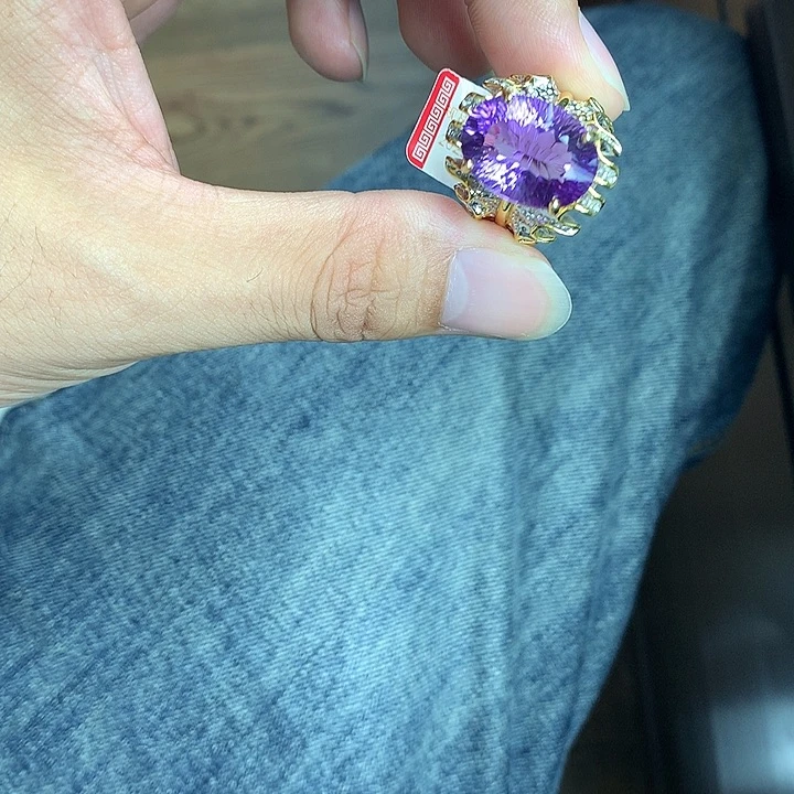 水晶银S925镀金镶嵌戒指