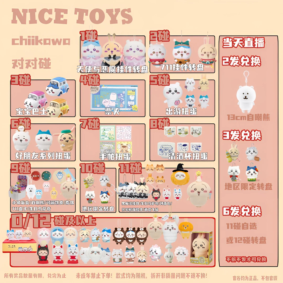 【直播拆】可爱吉伊卡哇chiikawa毛绒吧唧徽章对对碰