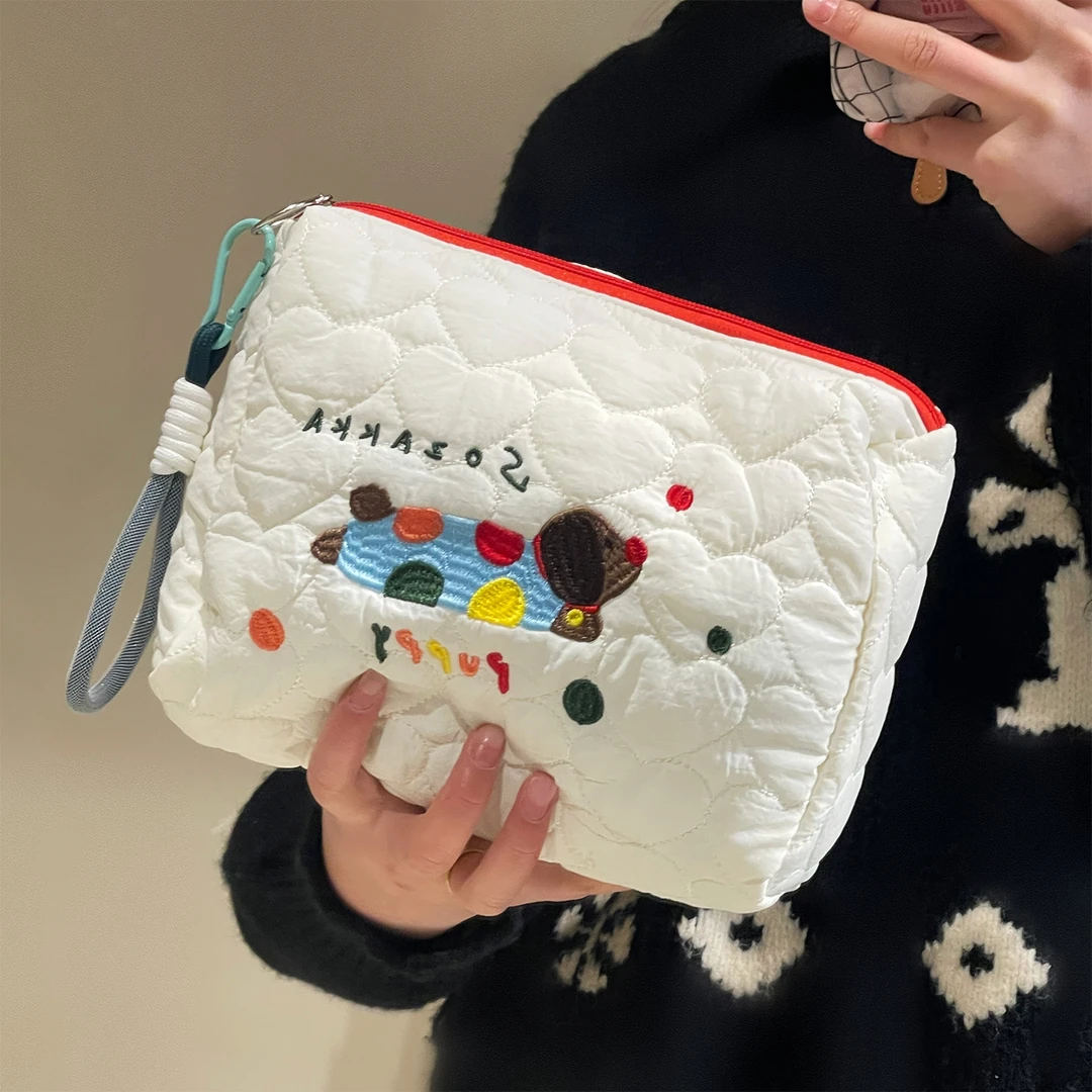 可爱小狗手提化妆包女便携式大容量护肤品化妆品收纳包旅行洗漱包