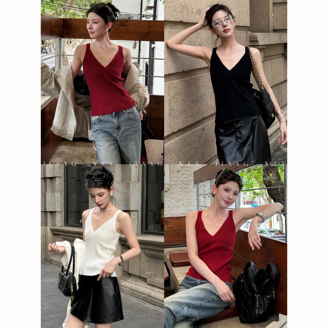 【米兰背心】韩系ins宽松v领短款吊带上衣