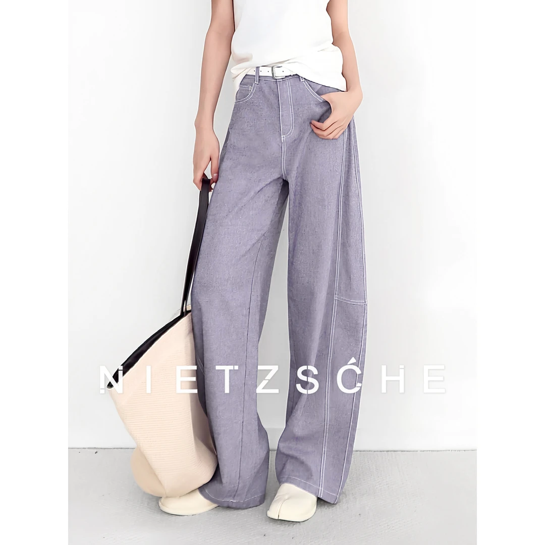 特价-Nietzsche｜小紫牛｜紫色裤子 版型超赞！限定香蕉牛仔裤7876