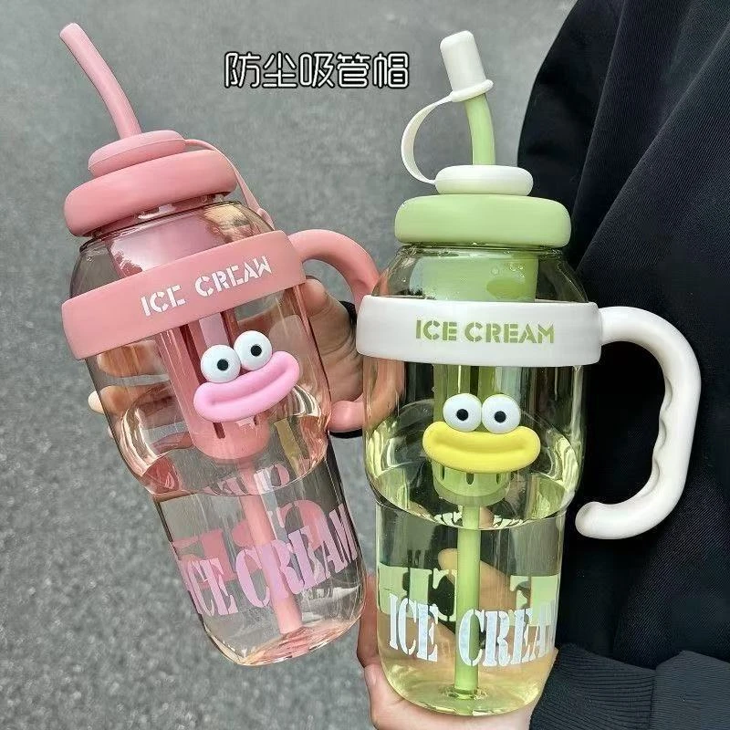 新巨无霸冰霸杯大容量水杯夏高颜值吸管大肚杯茶漏花茶便携塑料杯