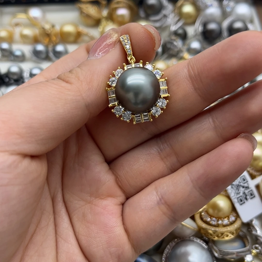 吊坠(不含链)海水珍珠银S925镶嵌