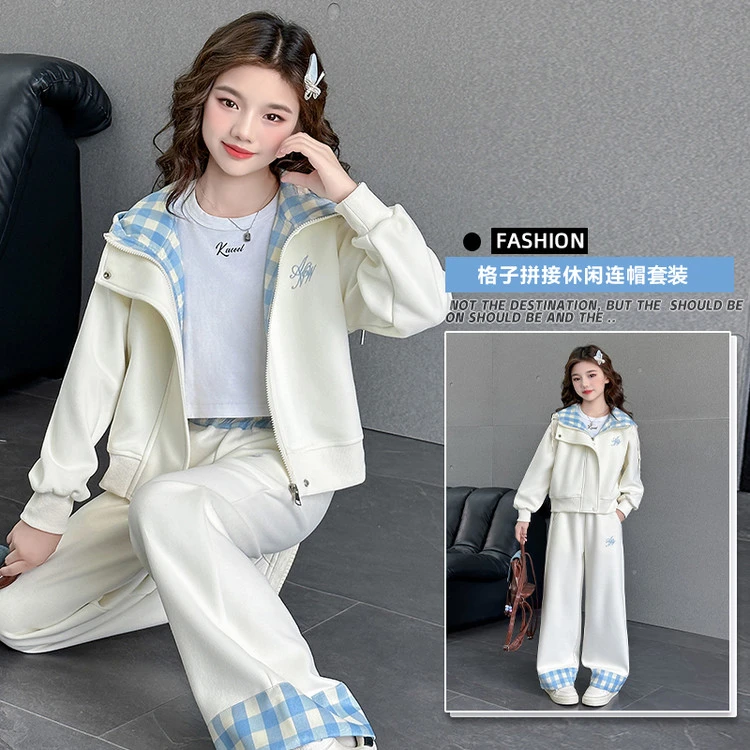 女童秋装套装2025新款洋气儿童卫衣秋季时髦女孩中大童运动两件套