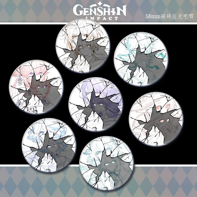 原神线稿素描风破碎反光徽章温迪芙宁娜荧可莉可莉万叶谷子吧唧