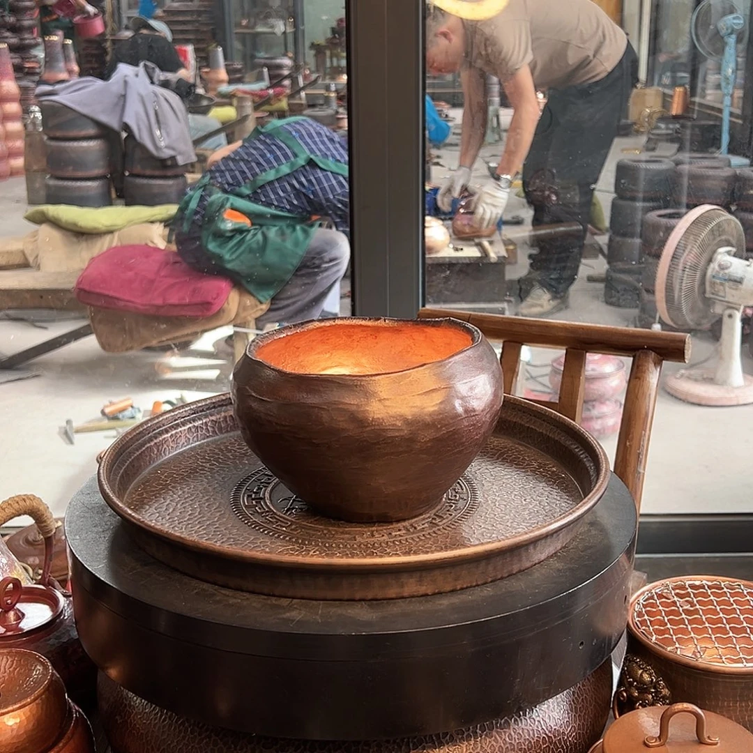 手工拉丝复古做旧波浪口钵