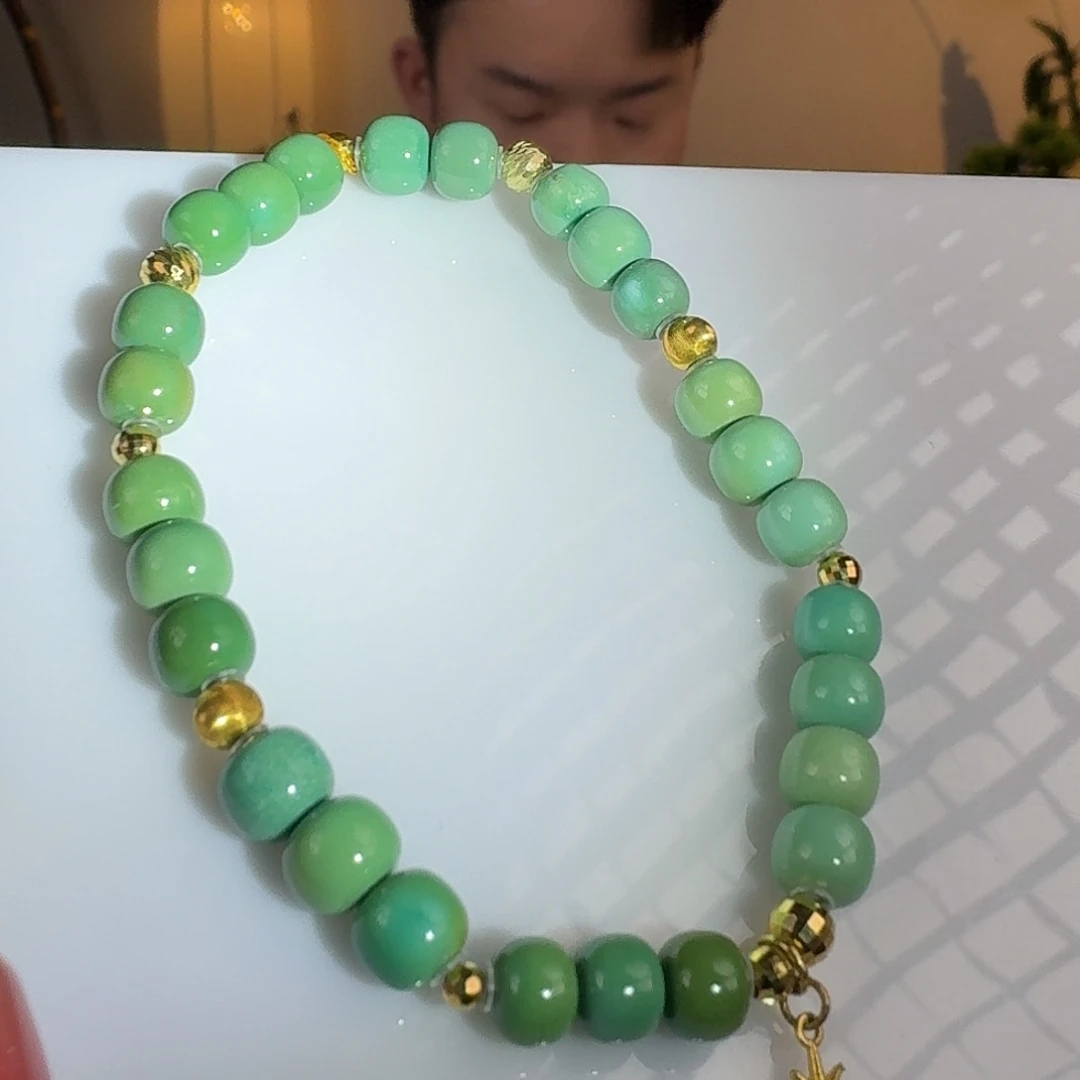 绿松石18K金镶嵌挂件