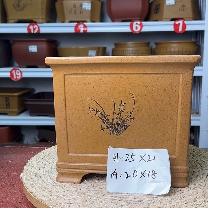 紫砂花盆蛇年大吉