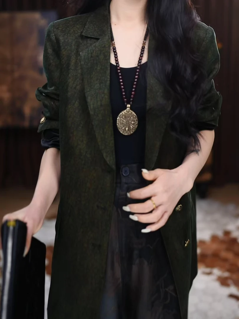 【林伫】香云纱新中式复古显瘦春秋宽松国风休闲潮流西装百搭上衣