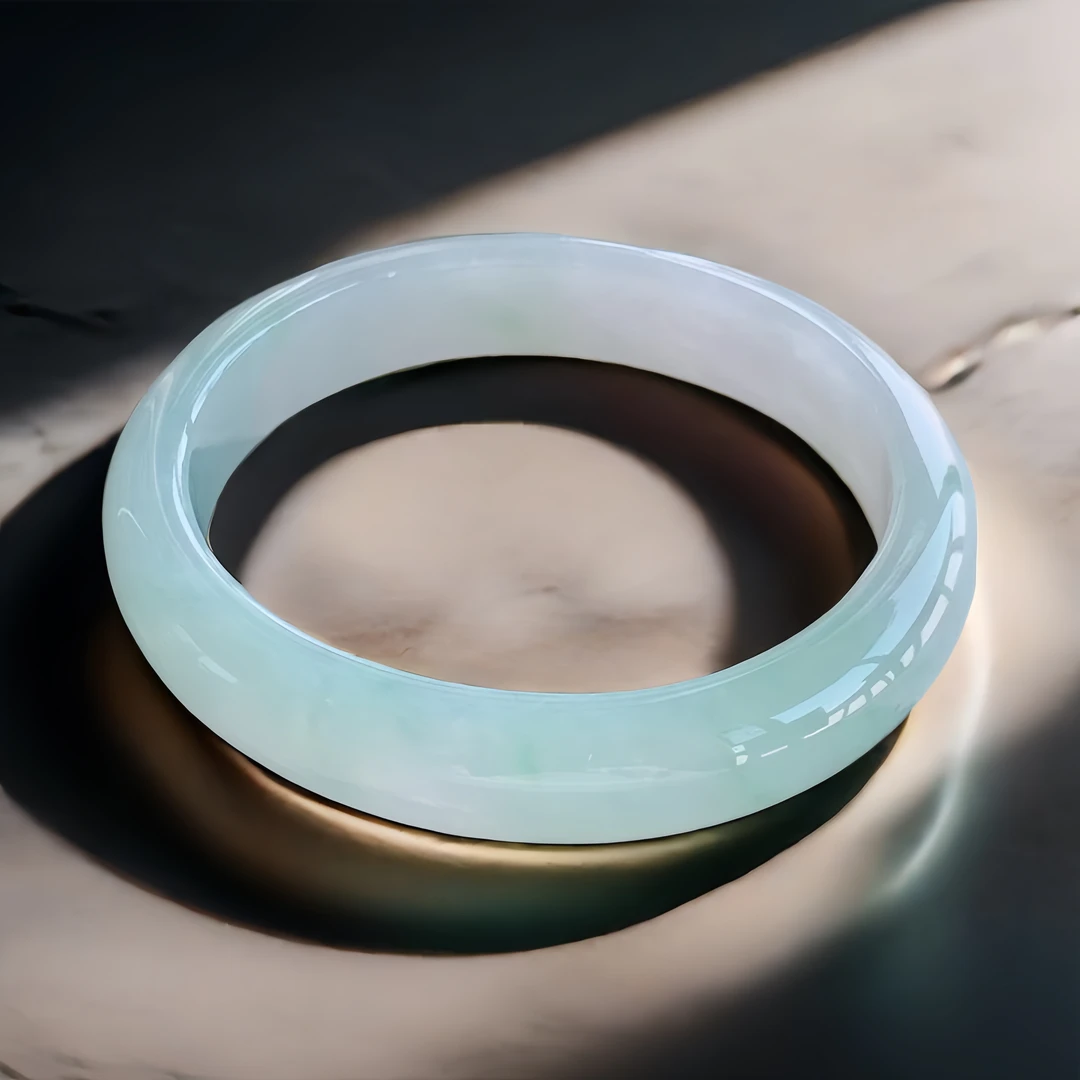 冰绿贵妃手镯53圈tqi时尚百搭冰润玉镯子缅甸正品老坑a货翡翠手镯