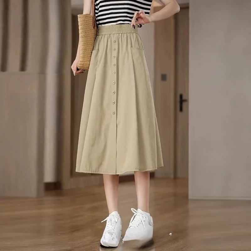 半身裙女2025夏季新款休闲显瘦中长款设计感适合小个子时尚a字裙