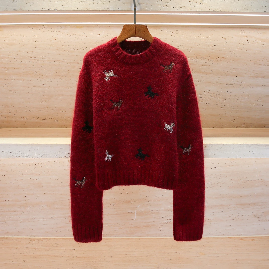 2025秋冬季法式小香风生肖珠绣毛衣针织衫上衣女AL8782