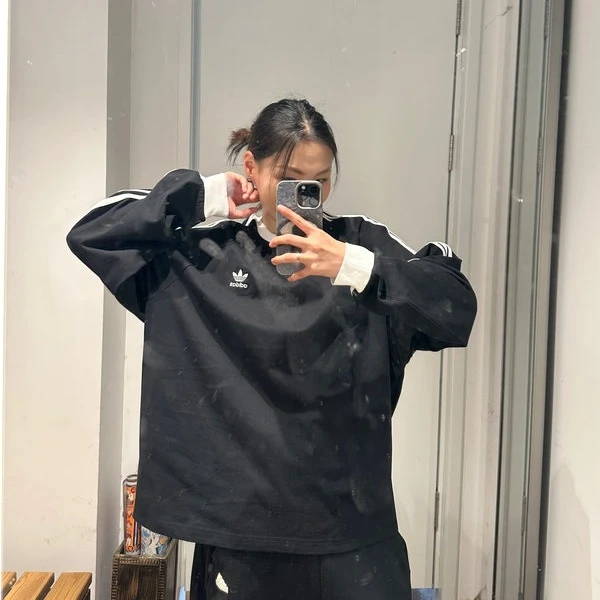 adidas/阿迪达斯CLASSIC LS TEE 纯棉运动长袖黑色圆领T恤 KE5824