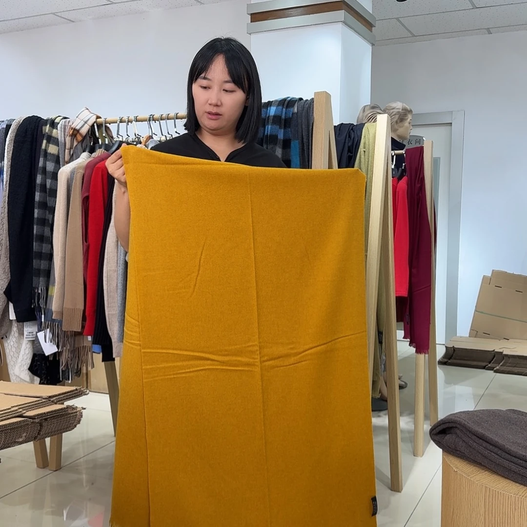 纯羊绒女围巾051黄