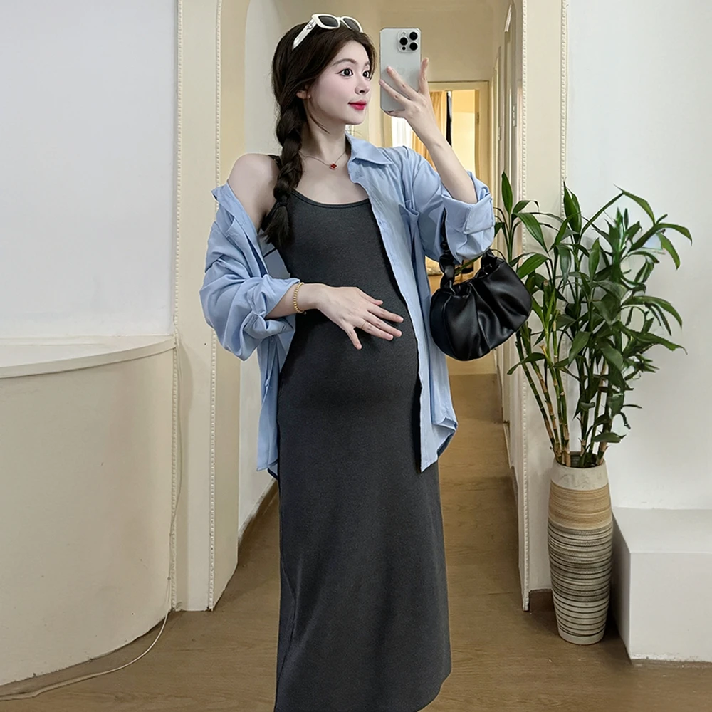 孕妇连衣裙春夏新款时尚百搭减龄长裙夏季修身显瘦孕期吊带裙子女
