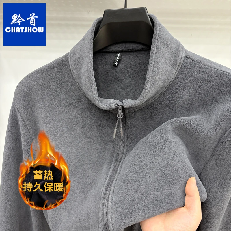 爆款双面奥利绒男士保暖外套秋冬新款加绒加厚休闲百搭纯色夹克男