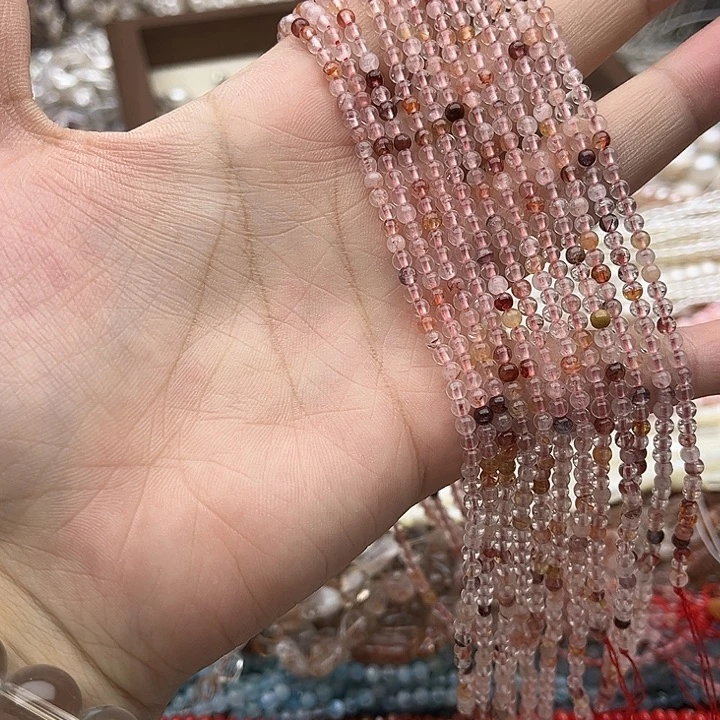 玛瑙/玉髓未镶嵌珠宝半成品一条3mm左右红胶花