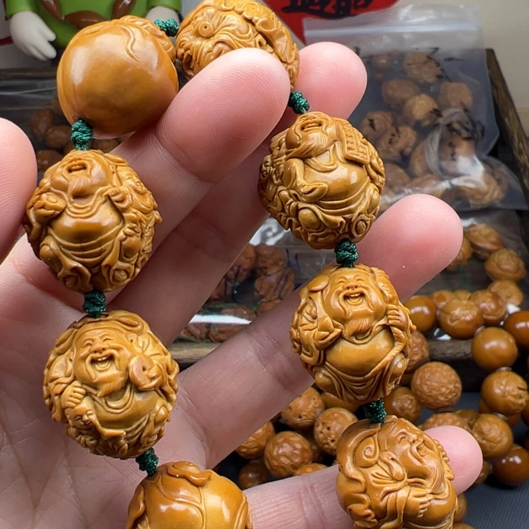橄榄核手串/手链童子荷叶八宝财神