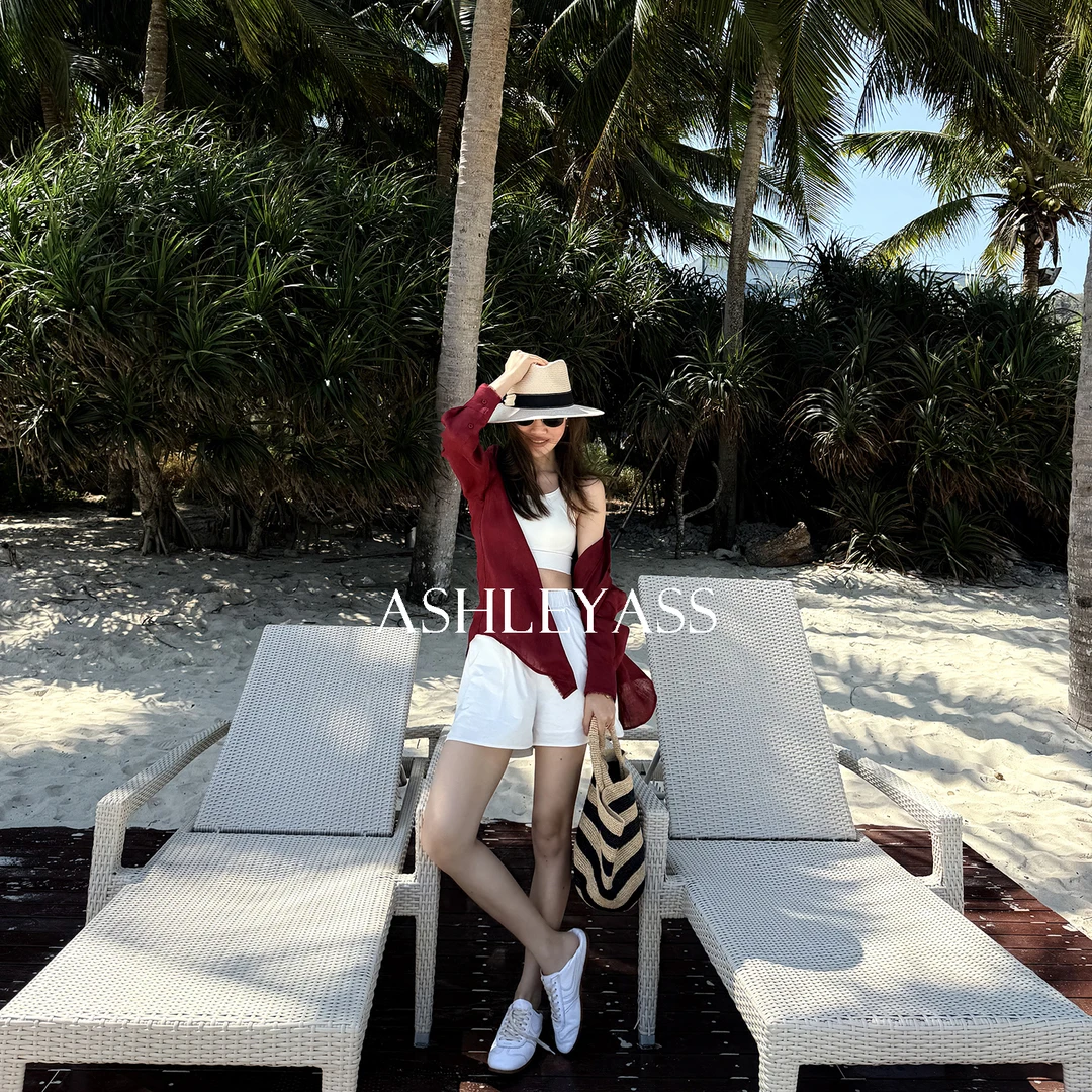 【ASHLEYASS】“白沙”衣橱必备小白裤极简松紧腰舒适短裤LSK250148Y