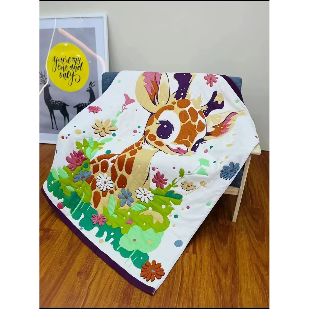 【一鹿有你】120*150cm精品纯棉多层加厚纱布面包被