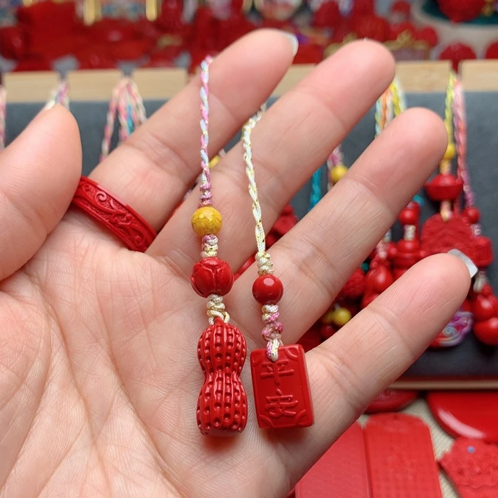 天然辰砂工艺品朱砂手机坠