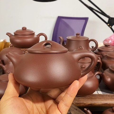 茶壶紫砂永*晨宜兴紫砂壶石瓢约250毫升原矿紫泥