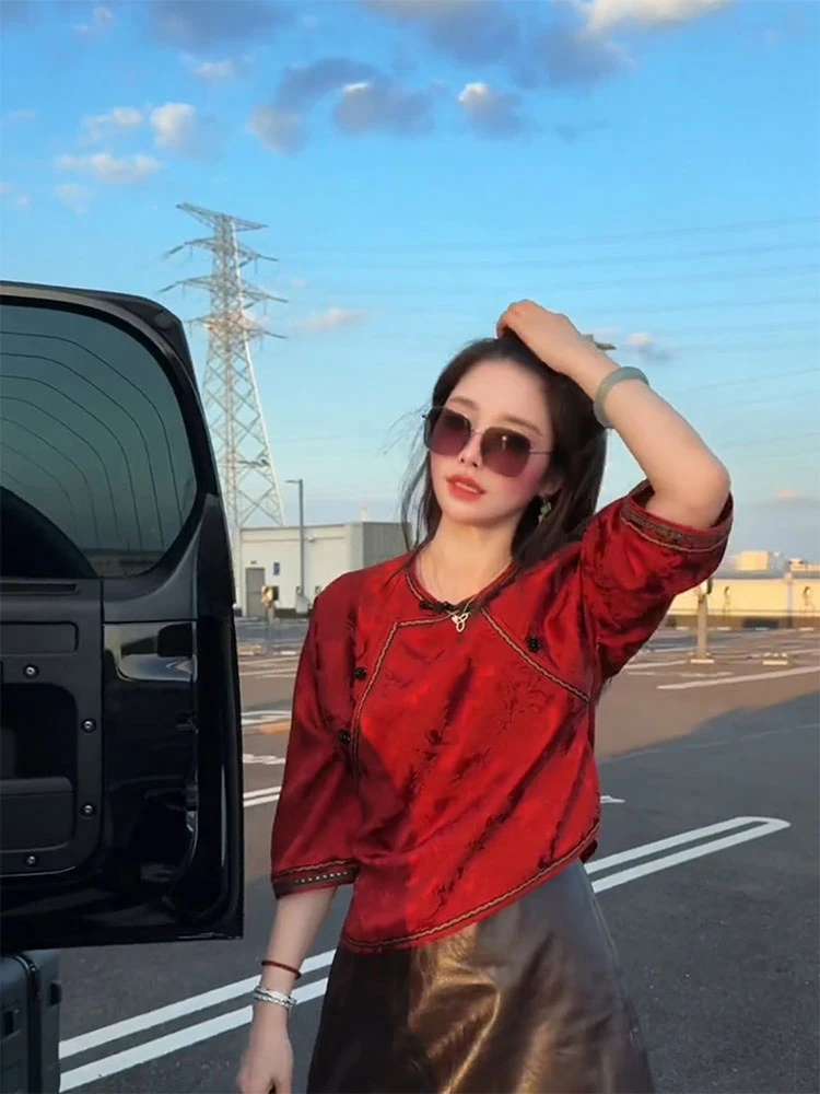 2025年早秋新款独特新中式国风上衣年轻款复古改良唐装高级感小衫