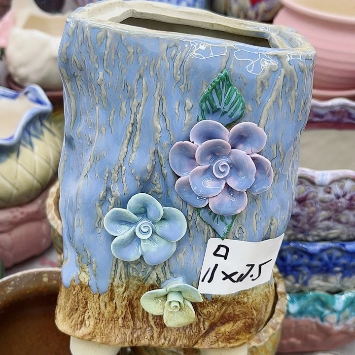 多肉绿植陶瓷花盆9.9包邮，有孔