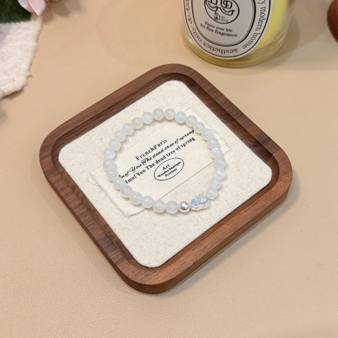 A609天然蓝月光卡6mm水晶手链单圈设计感葫芦手链