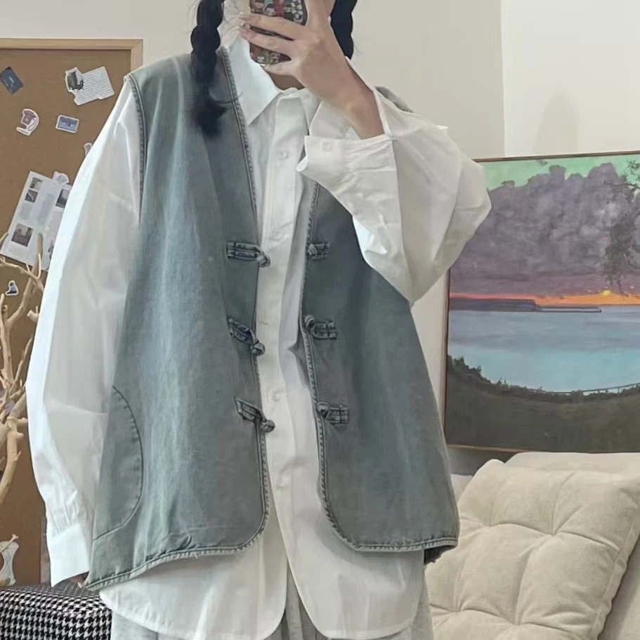 夏季新款复古百搭牛仔马夹30223款