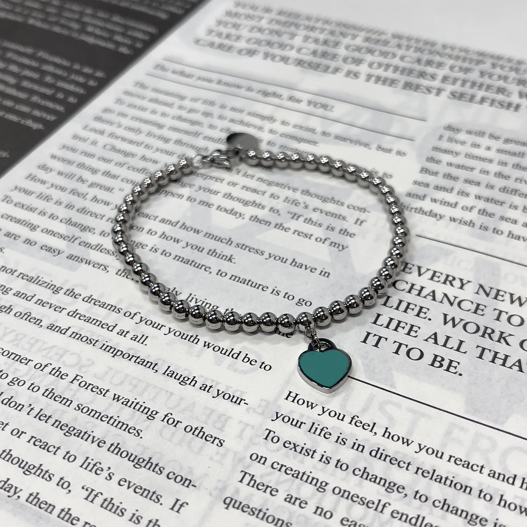 铜合金锆石手链 YM【银色绿底爱心手链SL040】轻奢气质复古时尚百搭