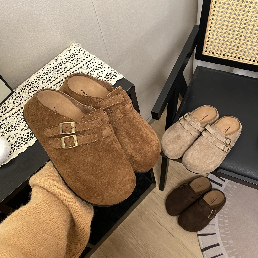 2025年春夏季新款时尚百搭双排扣博肯鞋设计感经典爆款小个子增高