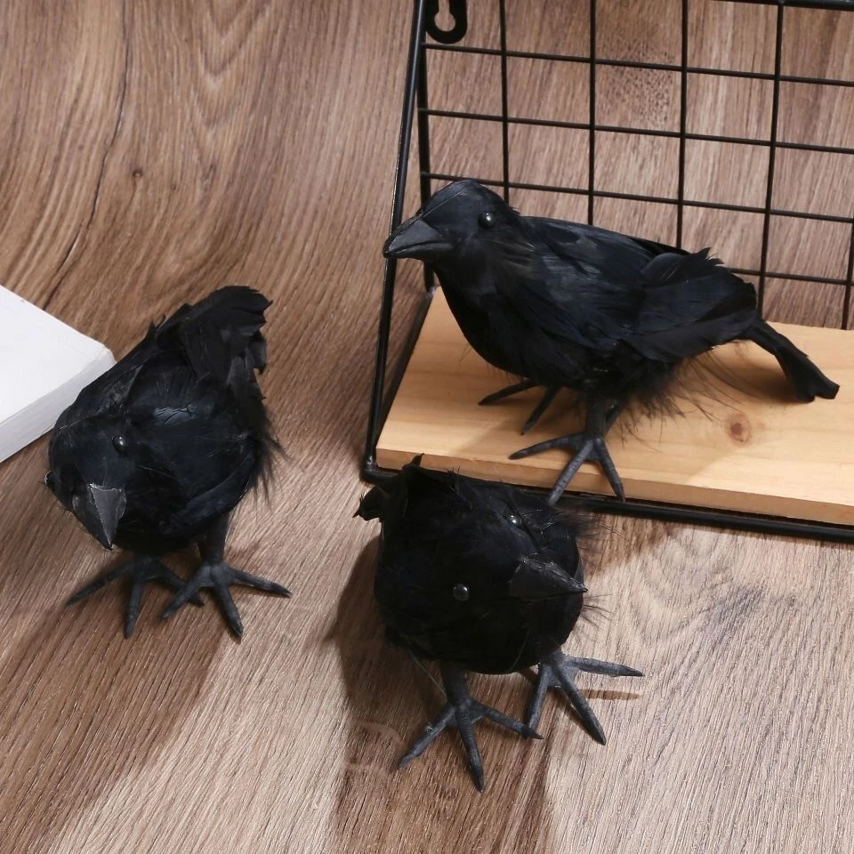 仿真乌鸦 摆件万圣节道具派对用品摆件装饰道具羽毛乌鸦